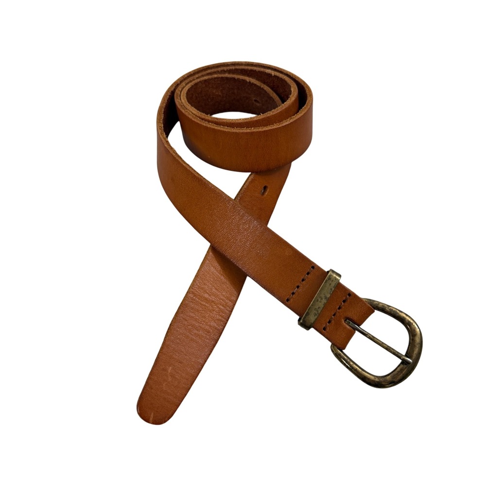 Madewell Belt Womens XS Brown Leather Skinny Casual Brass Buckle Everyday Casual